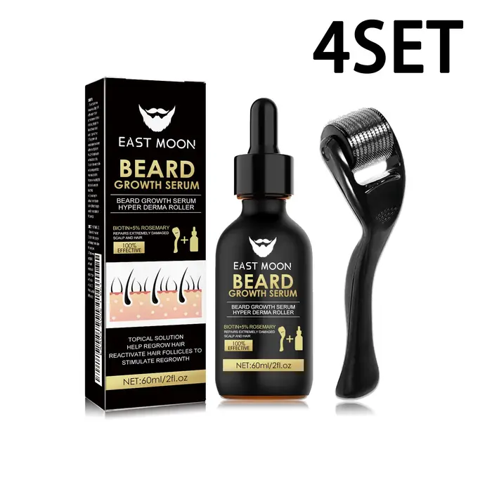 Kit de sérum pour la croissance de la barbe avec dermaroller 0