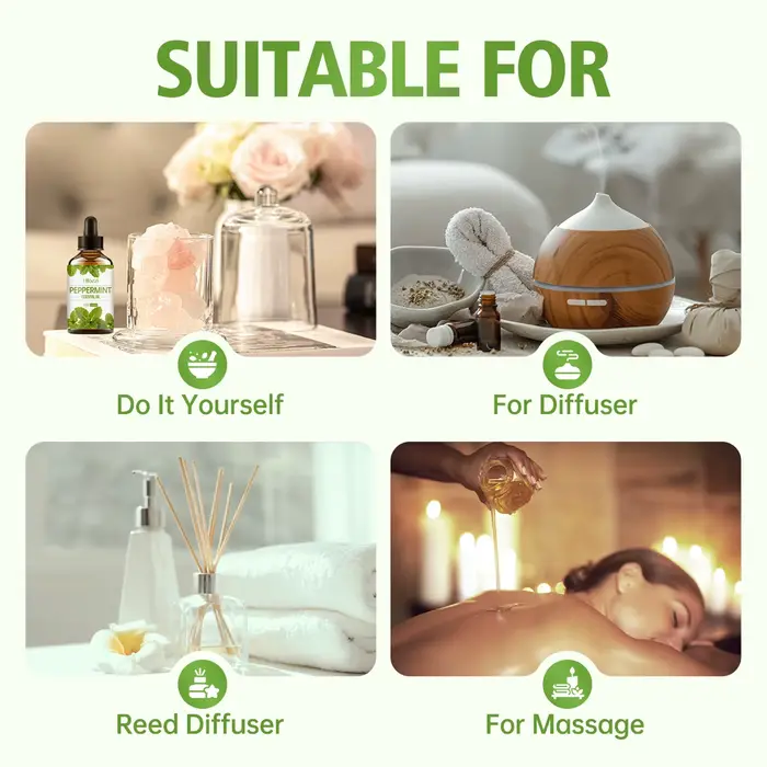 100 ml/60 ml/30 ml huile essentielle de menthe poivrée hydratante multifonctionnelle
