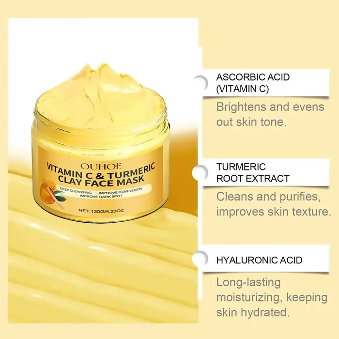 Masque à l'argile au curcuma et à la vitamine C pour peaux ternes et sujettes aux imperfections