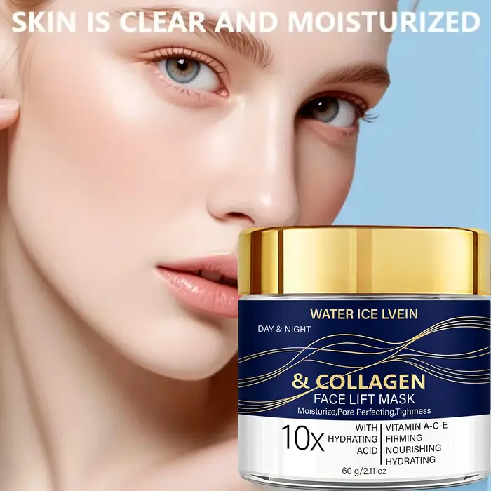 WATER ICE LEVIEN Masque Visage Liftant Hydratant Raffermissant Affine les Pores au Collagène Acide Hyaluronique Vitamines A C E pour Jour et Nuit 60g
