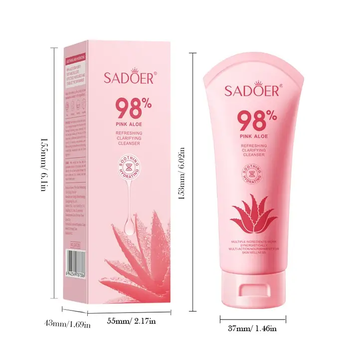 SADOER Nettoyant Visage Rose à l'Aloe Hydratant Nettoyage en Profondeur Anti-âge Apaisant Mousse Nettoyante Soin de la Peau