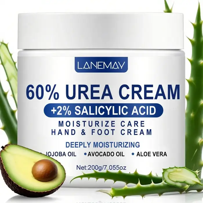 Crème à l'urée 60% et acide salicylique 2%, crème pour les pieds secs et gercés, talons, genoux, coudes, mains, crème hydratante pour les mains et les pieds 200g