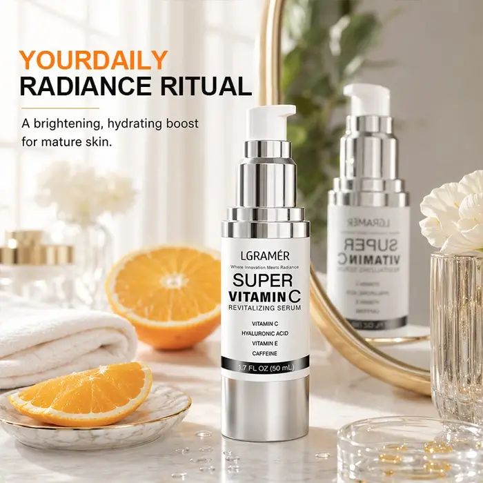 Sérum Visage Super Vitamine C, Spécialement Conçu pour les Peaux Matures, Essence Faciale Coréenne Légère Revitalisante pour une Peau Saine