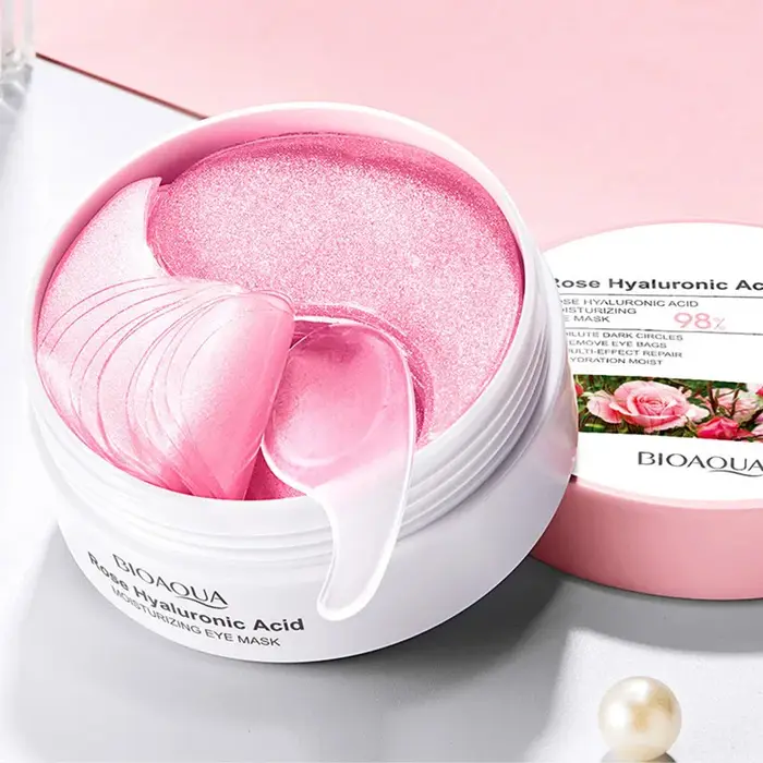 60 pièces BIOAQUA Rose acide hyaluronique masque pour les yeux Anti cernes sacs pour les yeux hydrat