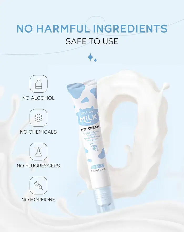 Crème Contour des Yeux LAIKOU au Lait Hydratante Éclaircissante Anti-Cernes Anti-Poches Atténue les Ridules Massage