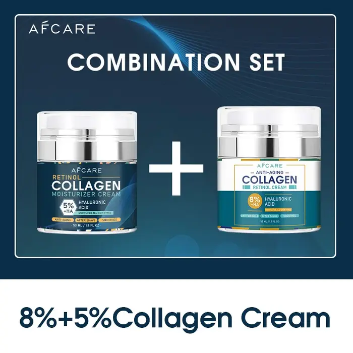 Crème pour le visage au collagène à 8% avec acide hyaluronique de haute qualité