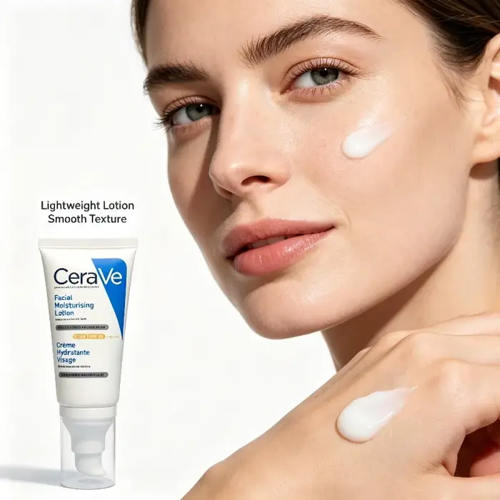 CeraVe AM Lotion SPF50 52ml, Soin hydratant longue durée pour peaux normales et sèches