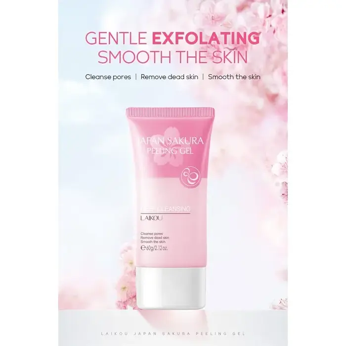 LAIKOU Sakura Peeling Gel Exfoliation du visage nettoie les Pores hydratant contrôle de l'huile 60g