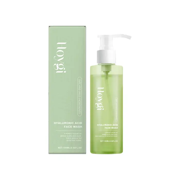 Hoygi Gel nettoyant pour le visage à l'acide hyaluronique nettoyage en profondeur des pores hydratant démaquillant sans séchage pour peaux sensibles 100 ml