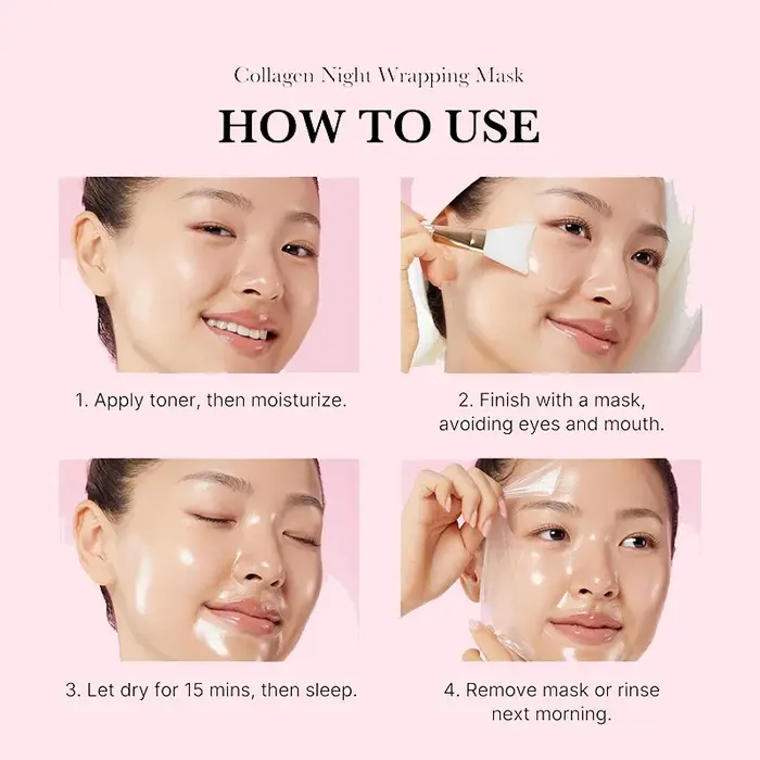 Masque Facial enveloppant au collagène coréen, élasticité, hydratation, réduit l'affaissement de la matité, soins pour la peau au collagène hydrolysé