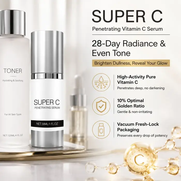 Sérum à la vitamine C pénétrant, raffermissant, resserrant les pores, hydratant, lissant la peau, pour un teint uniforme, soin du visage quotidien à domicile, essence pour le soin de la peau