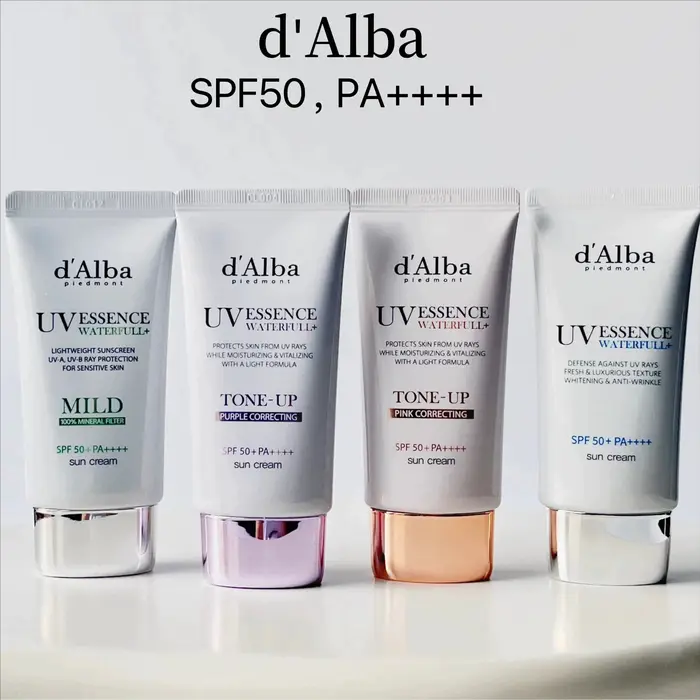 Crème solaire coréenne D'alba UV Essence Whitening White Truffle SPF50+ hydratante, légère, rafraîchissante et douce pour le soin de la peau