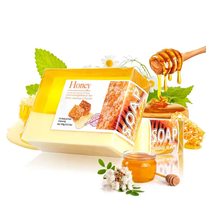 Savon fait à la main au lait de chèvre et au miel bicolore