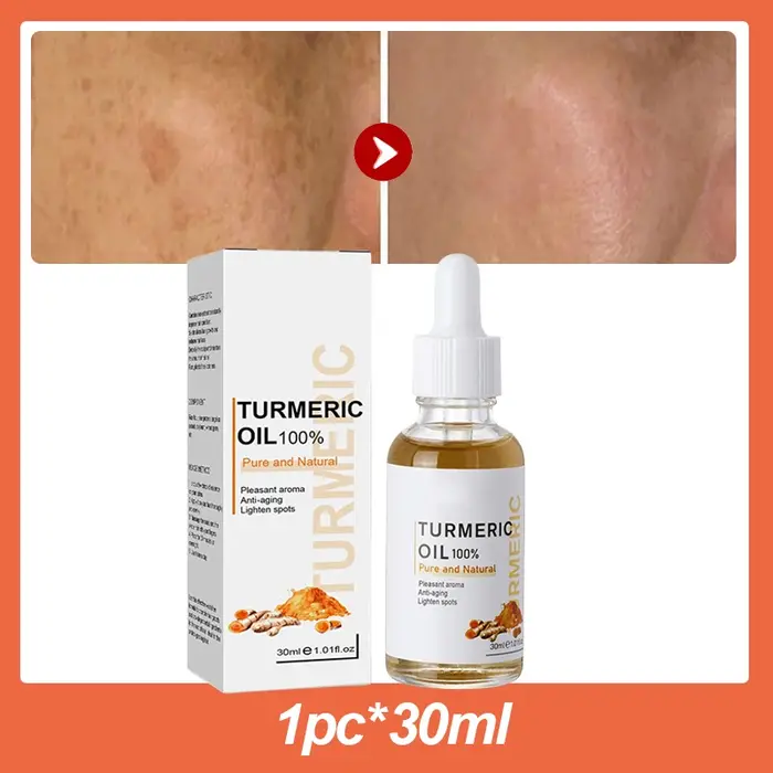 Sérum Éclaircissant Anti-taches à l'Huile de Curcuma – Anti-âge, Réduit les Ridules, Atténue les Tac