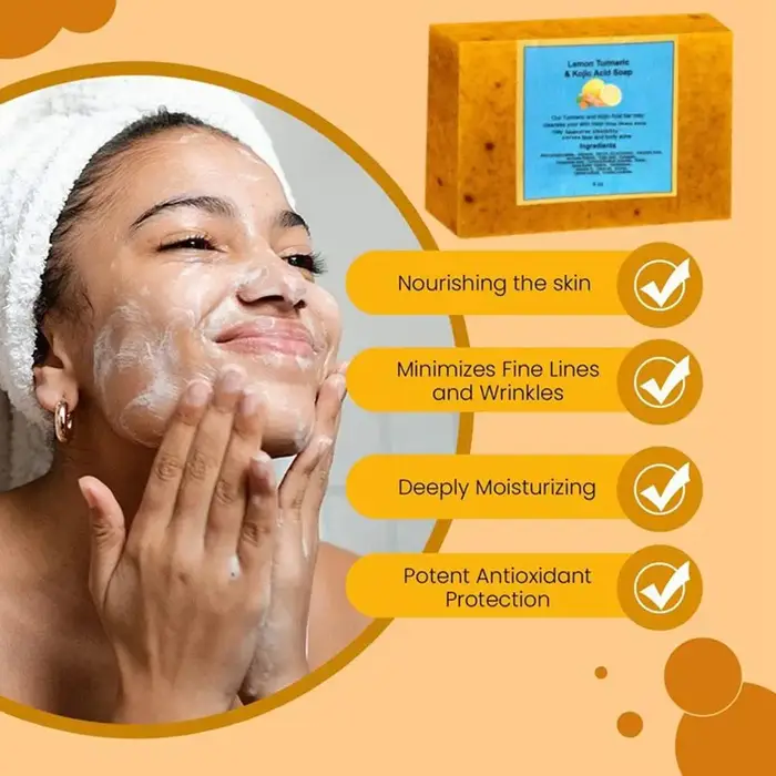 Savon au citron au curcuma/coussin nettoyant/crème pour le visage/sérum série curcuma produit de soin éclaircit le teint pour tous les types de peau nourrir