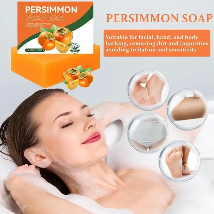 Savon Nettoyant au Kaki 100g/200g Soin Corps et Visage Exfoliant