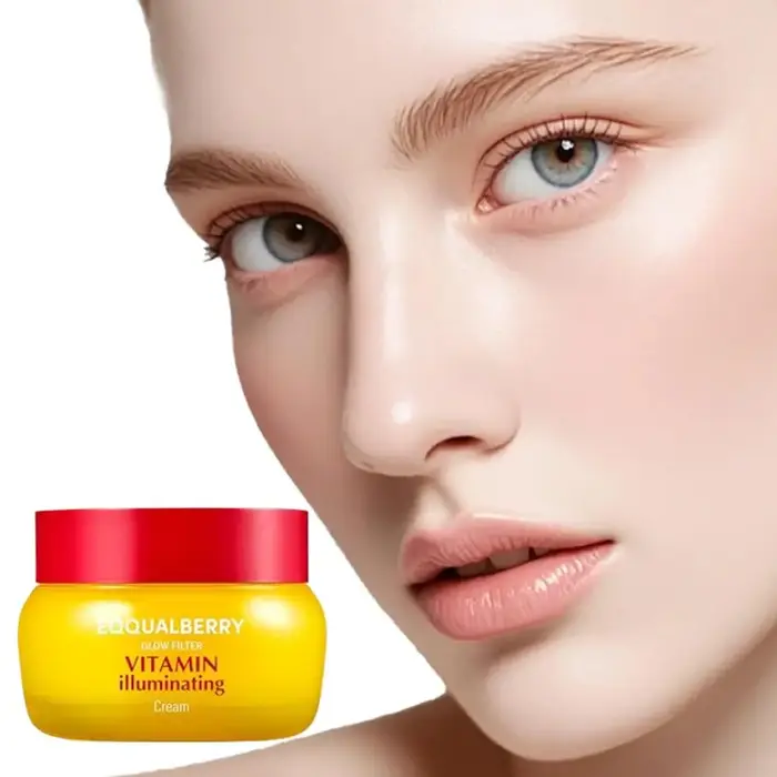 Crème éclaircissante pour le visage à la vitamine C originale coréenne EQQUALBERRY pour améliorer le teint terne, unifier le teint et réparer les dommages antioxydants