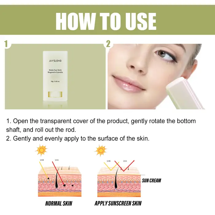 Bâton solaire mat Protection UV et crème hydratante éclaircissante pour le visage Non grasse SPF 50 +