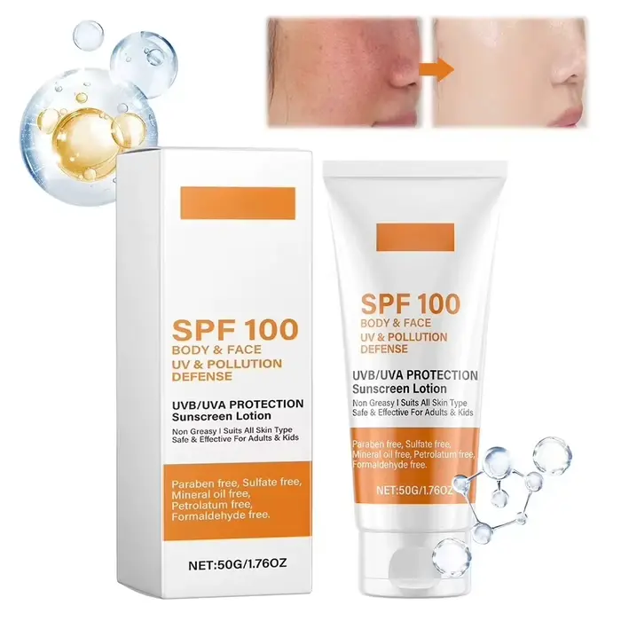 Crème solaire visage et corps Non grasse SPF 100+