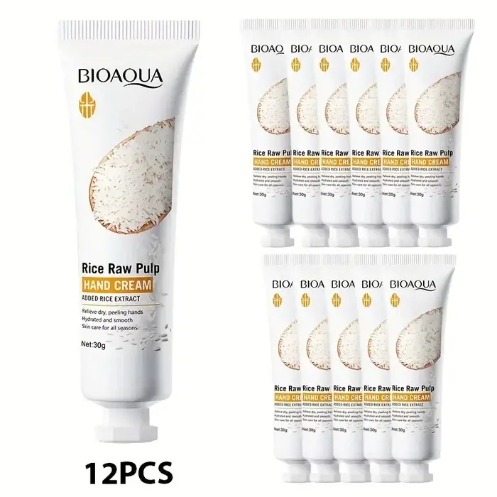 12 tubes de crème pour les mains à la purée de riz