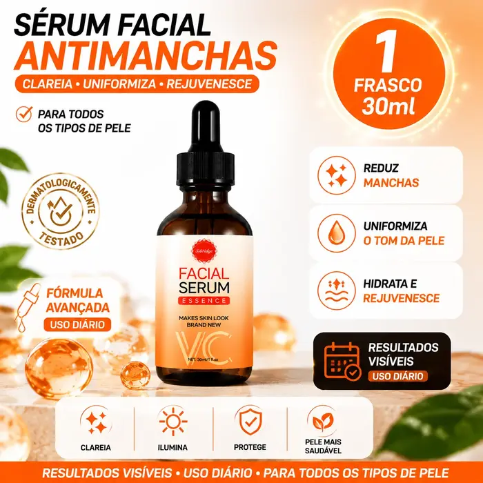 Sérum éclaircissant pour la peau à la vitamine C, combat le mélanisme et les taches, unifie et renou