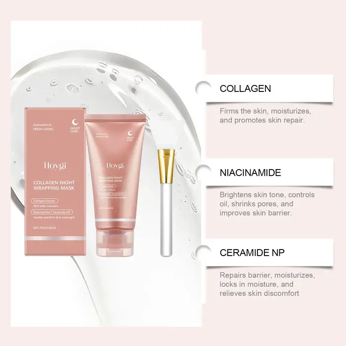 Masque Peel-Off au Collagène Nuit Hydratant Raffermissant Éclaircissant Soin Élastifiant Nettoyant