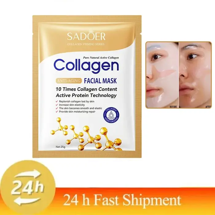 Masque facial anti-rides au collagène, anti-âge, atténue les ridules, raffermit la peau, hydrate, éc