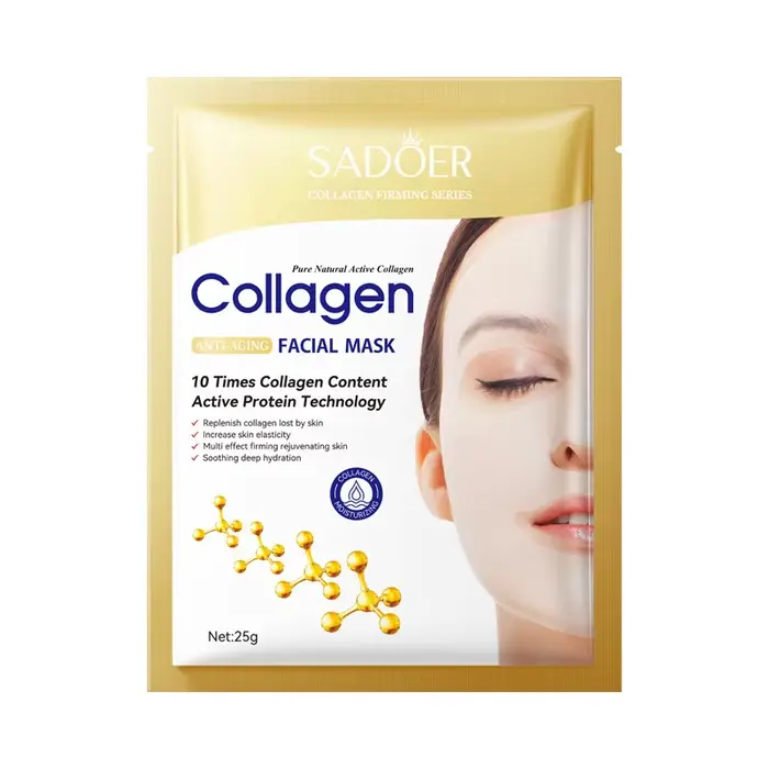 Lot de 10 masques faciaux coréens au collagène anti-rides – Atténue les ridules