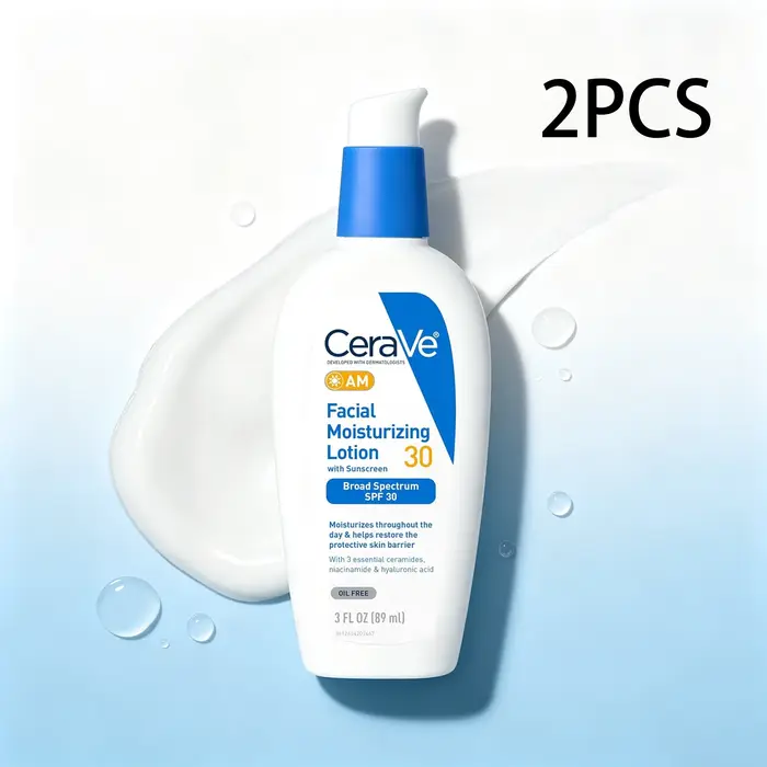 Lotion hydratante pour le visage CeraVe AM avec SPF 30, écran solaire à large spectre, acide hyaluronique, niacinamide, céramides, 3 fl oz
