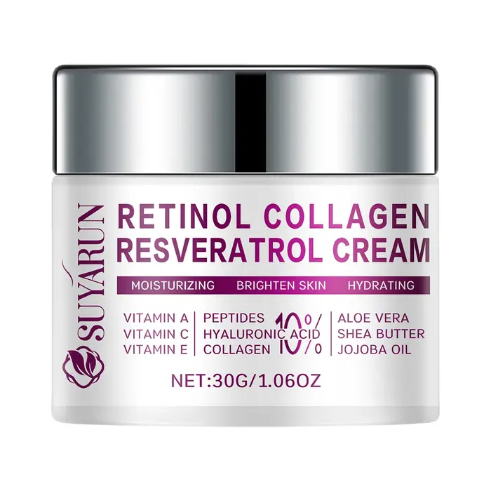 SUYARUN Crème visage anti-âge au rétinol Resveratrol - Hydratant de nuit pour les rides, le soin raf