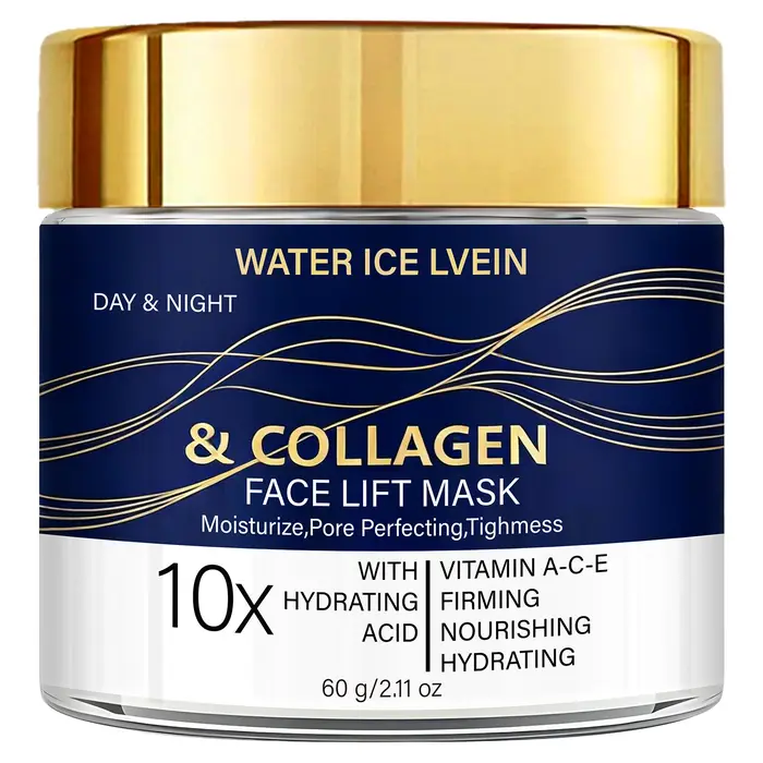 WATER ICE LEVIEN Masque Visage Liftant Hydratant Raffermissant Affine les Pores au Collagène Acide Hyaluronique Vitamines A C E pour Jour et Nuit 60g