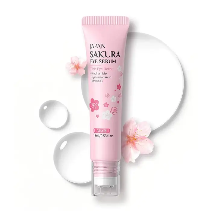 1/2PCS Sérum pour les yeux à la fleur de cerisier, sérum pour les yeux Sakura et rouleau pour les ye