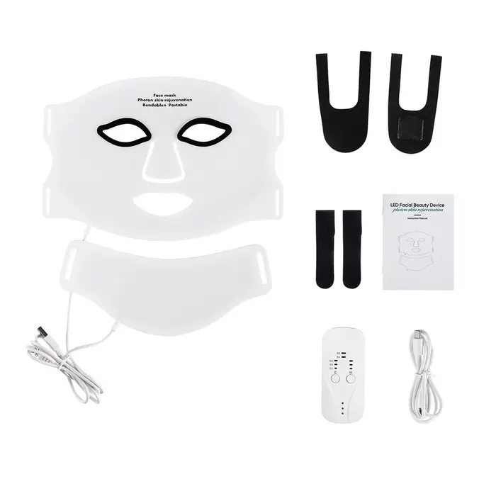 Masque LED en Silicone pour le visage, 7 couleurs, Photon LED, thérapie infrarouge à lumière rouge, 