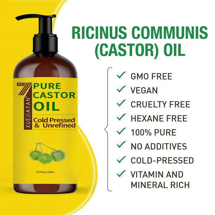 Huile de ricin 100 % pure pour la croissance des cils et des sourcils