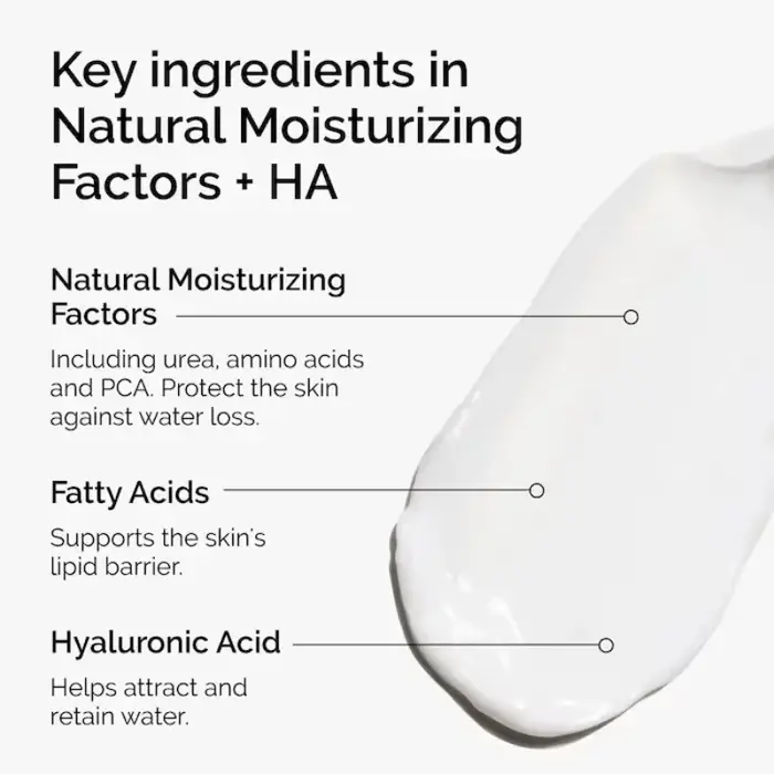 Facteurs hydratants naturels + Acide hyaluronique 100ml Crème hydratante avec acides aminés Hydrate et protège les lipides cutanés