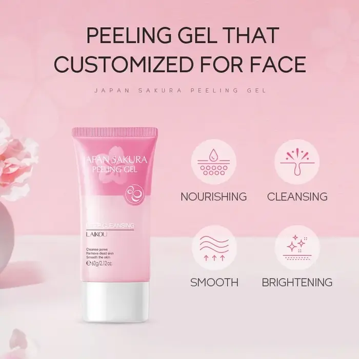 LAIKOU Sakura Peeling Gel Exfoliation du visage nettoie les Pores hydratant contrôle de l'huile 60g