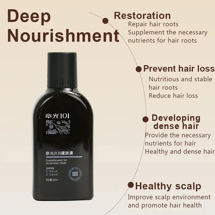 Zhang Guang 101 Tonique Régénérant à Base de Plantes Chinoises 350ml Fortifiant la Repousse des Chev