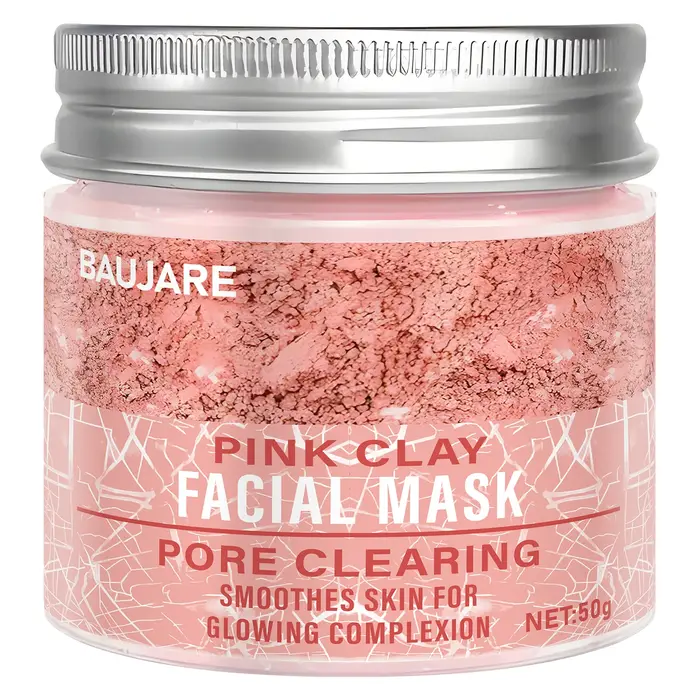 Masque facial à l'argile rose : nettoyage des pores, élimine la saleté, lisse la peau, avec collagèn