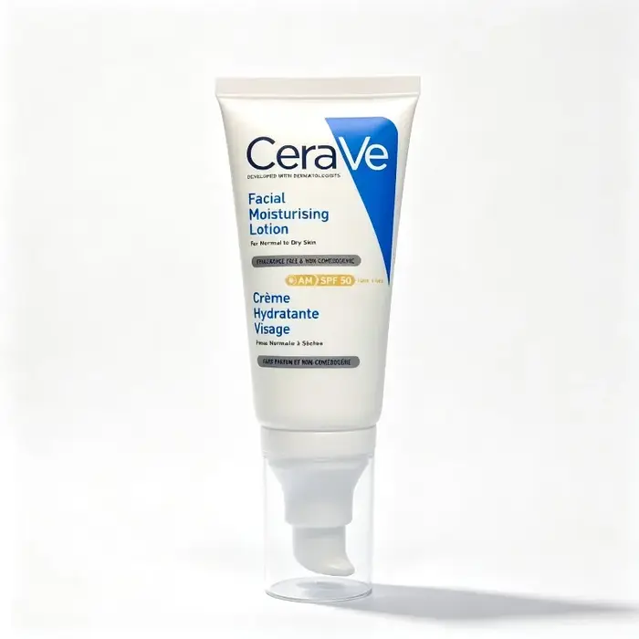 CeraVe AM Lotion SPF50 52ml, Soin hydratant longue durée pour peaux normales et sèches