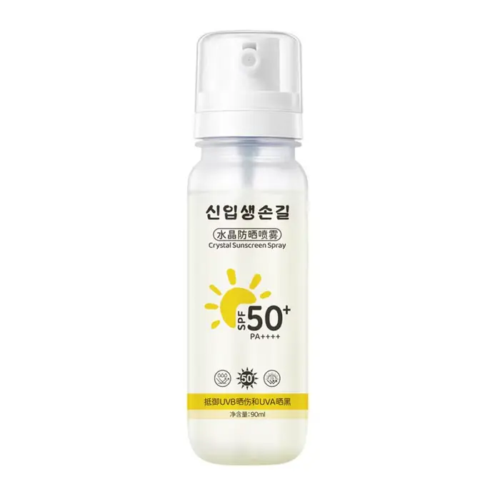 Spray solaire rafraîchissant SPF 50, protection UVA/UVB à large spectre, format voyage pour le visag