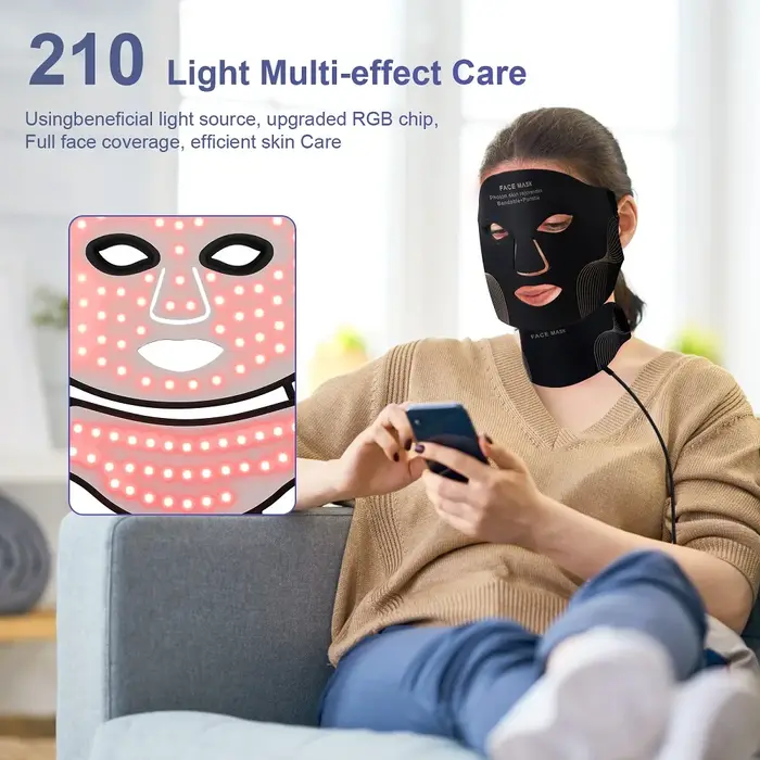 Masque facial LED sans fil avec cou 7 couleurs