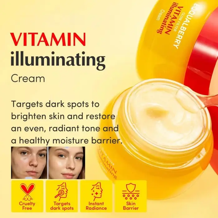 Crème éclaircissante pour le visage à la vitamine C originale coréenne EQQUALBERRY pour améliorer le teint terne, unifier le teint et réparer les dommages antioxydants
