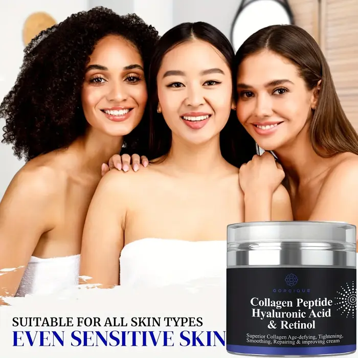 Crème peptidique au collagène, Anti-rides, acide hyaluronique et rétinol, raffermissante et raffermi