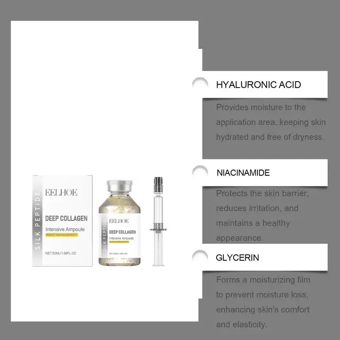 Ampoule faciale au collagène et aux peptides de soie