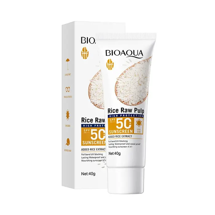 BIOAQUA pulpe brute de riz Spf 50 + crème solaire pour visage corps cou dos protecteur bloqueur