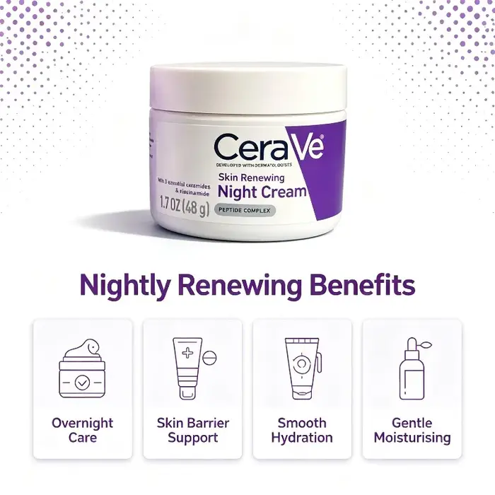 Crème de nuit régénérante pour la peau CeraVe 48g, hydratant réparateur de la barrière cutanée pour usage quotidien