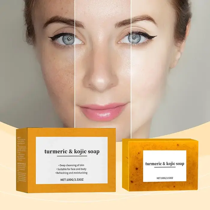Savon Purifiant Citron Curcuma 1/2/3/4/5/10 Pièces – Barre Nettoyante Éclaircissante Douce et Profonde pour Visage et Corps