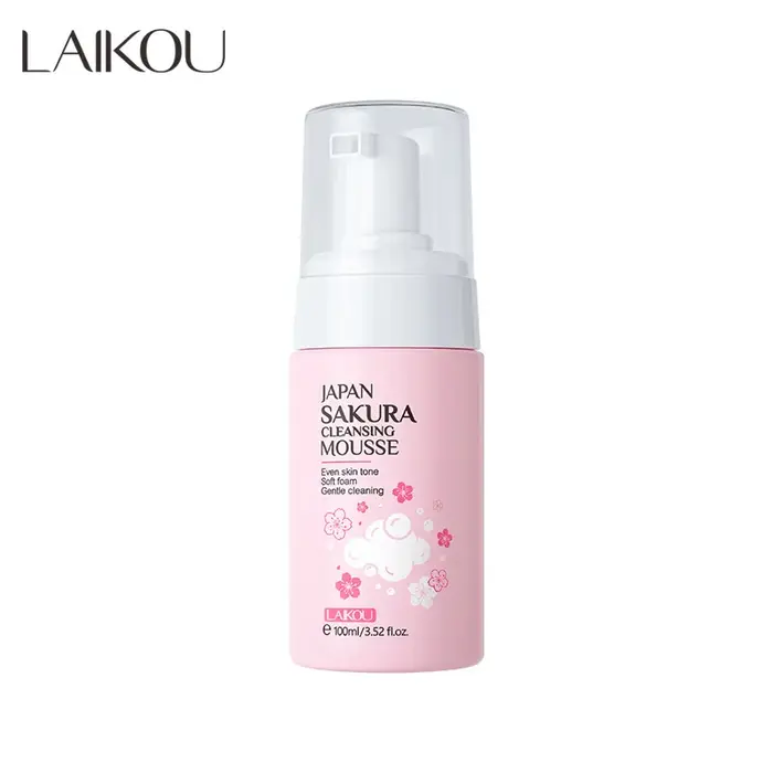 LAIKOU Japan Sakura Cleansing Mousse 100ml Mousse nettoyante douce pour le visage, nettoyage en prof