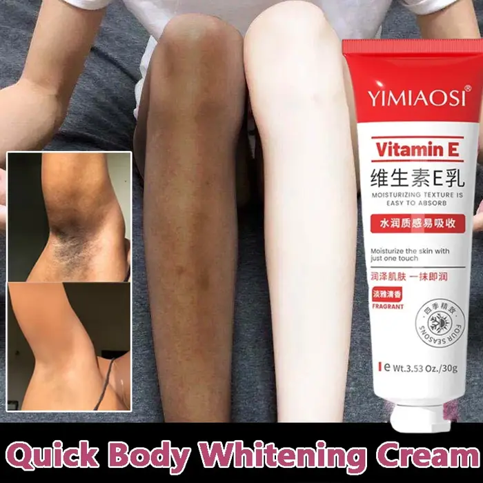Crème Éclaircissante Vitamine E Anti-Mélanine pour Peaux Foncées – Efficace pour Éclaircir les Cuisses et Zones Intimes