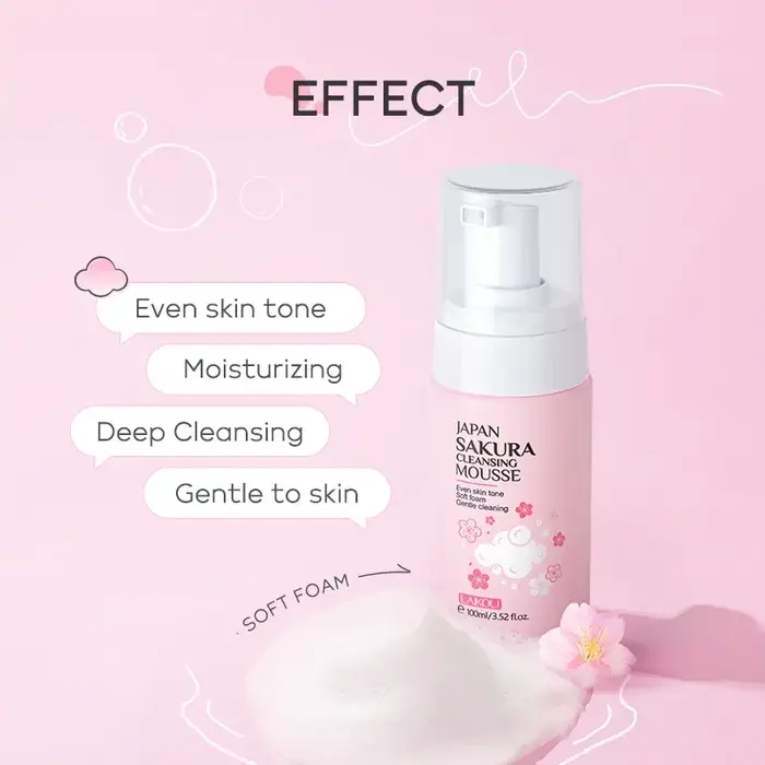 LAIKOU Japan Sakura Mousse Nettoyante Douce pour le Visage